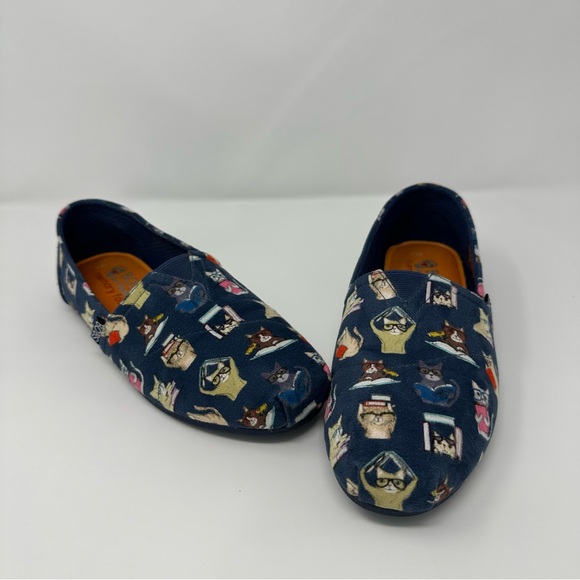 Skechers BOBS for Cats Blue Slip-On Shoes women’s 8.5. Cats with glasses, books - Picture 7 of 16
